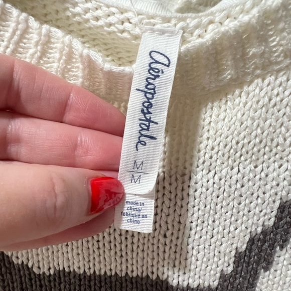 Boston Terrier Aeropostale Women's Cream Sweater with Dog Design, size M, EUC - Picture 4 of 5